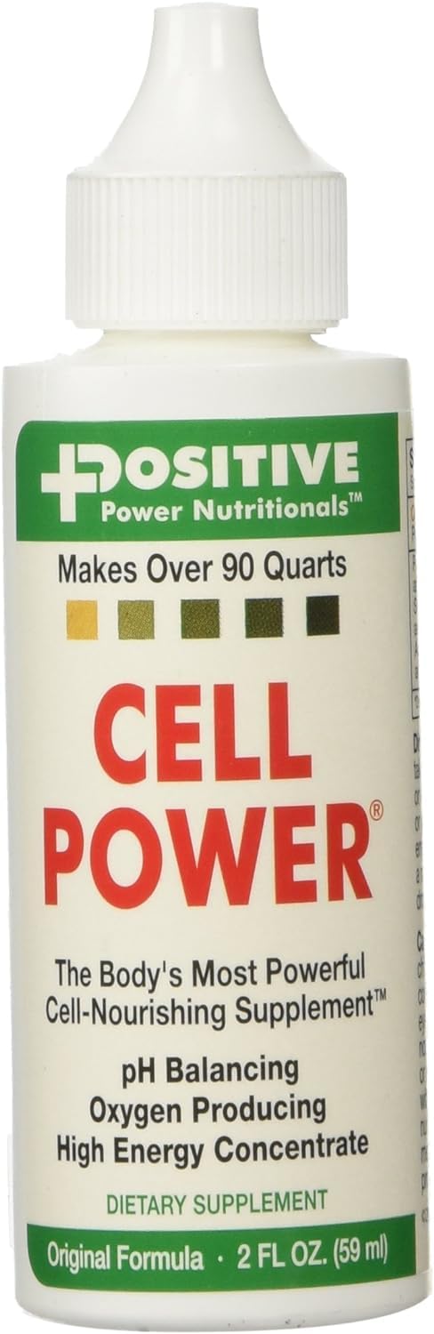 Positive Power Nutritionals Cell Power, primer plano de vertido, apoyo a la oxigenación celular.