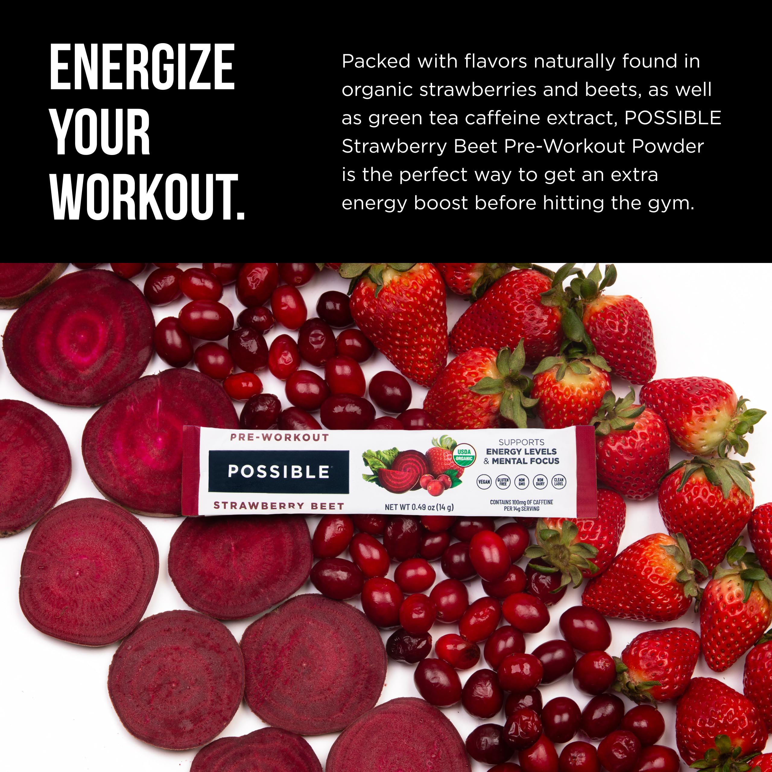 Possible Pre-Workout con extracto de té verde para energía sin nervios.