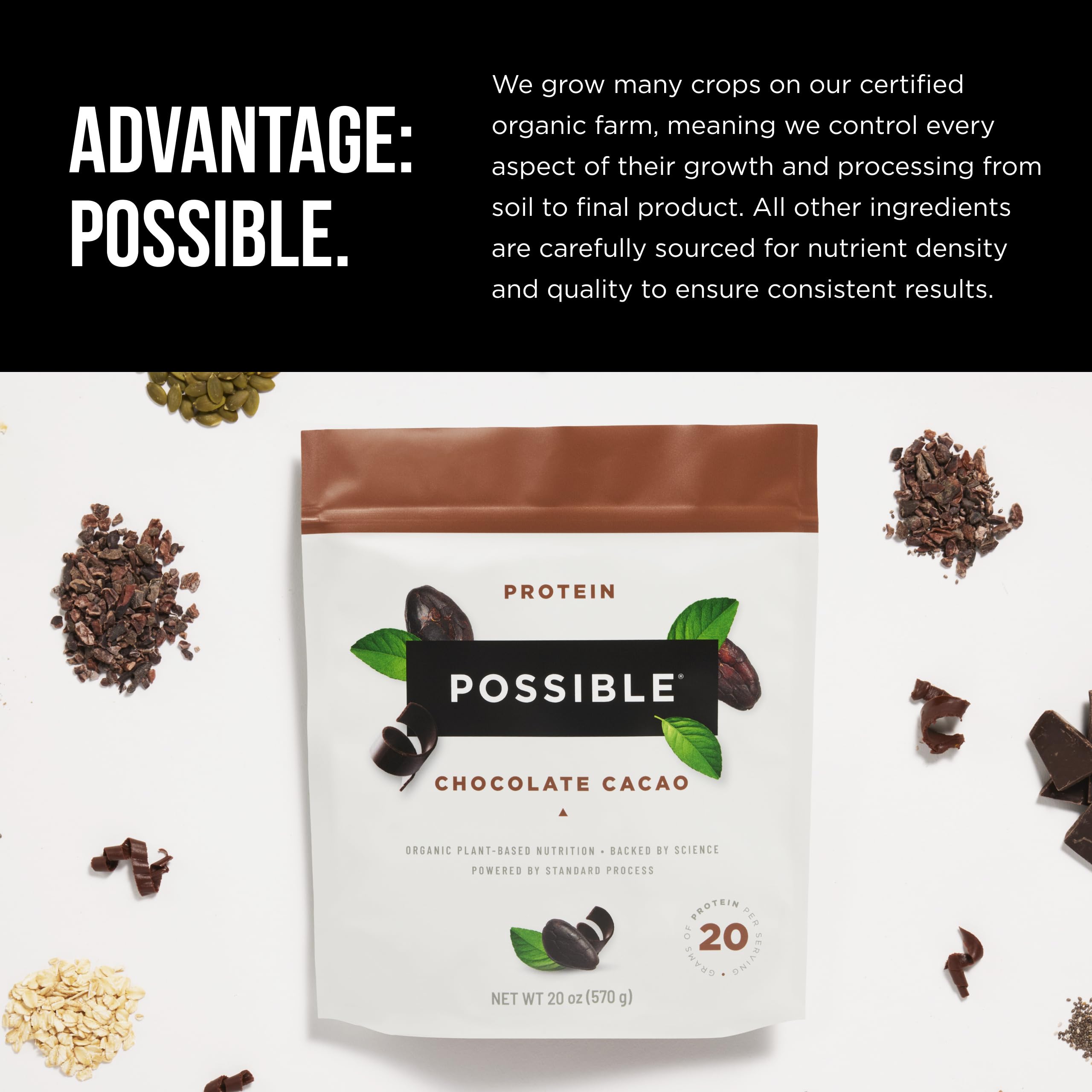 Proteína Possible: etiqueta orgánica, vegana y sin gluten