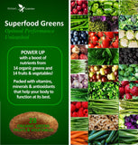 Potent Garden cápsulas de frutas y verduras orgánicas para nutrición equilibrada.
