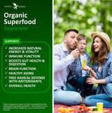 Potent Garden etiqueta del producto con ingredientes naturales y beneficios antioxidantes.