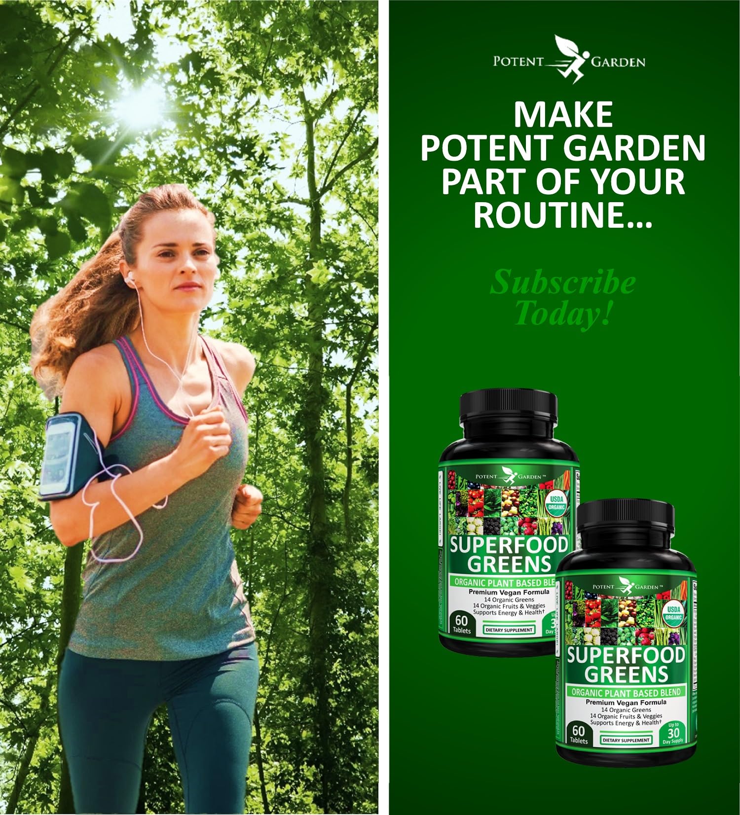 Potent Garden mezcla de frutas y verduras para nutrición diaria.