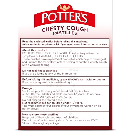 Potter's Chesty Cough Pastillas en la mano, lista para uso diario.