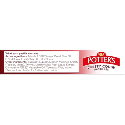 Potter's Chesty Cough Pastillas muestran su textura suave para calmar la garganta.