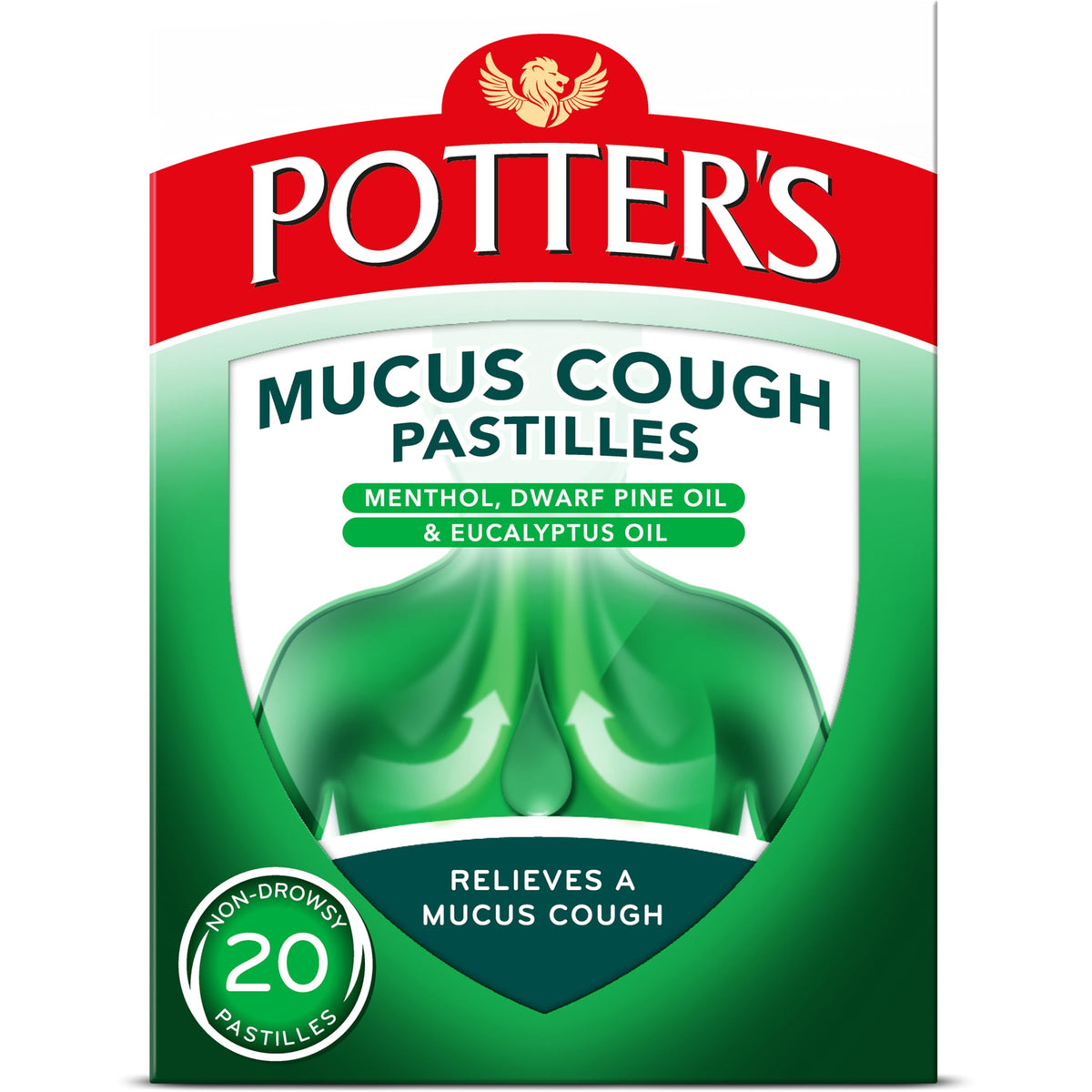 Potter's Mucus Cough, envase práctico para llevar y usar en cualquier momento.