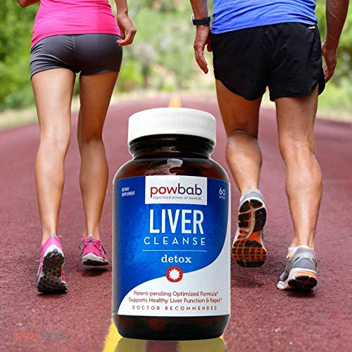 Powbab Liver Cleanse Detox, toma diaria con vaso de agua.