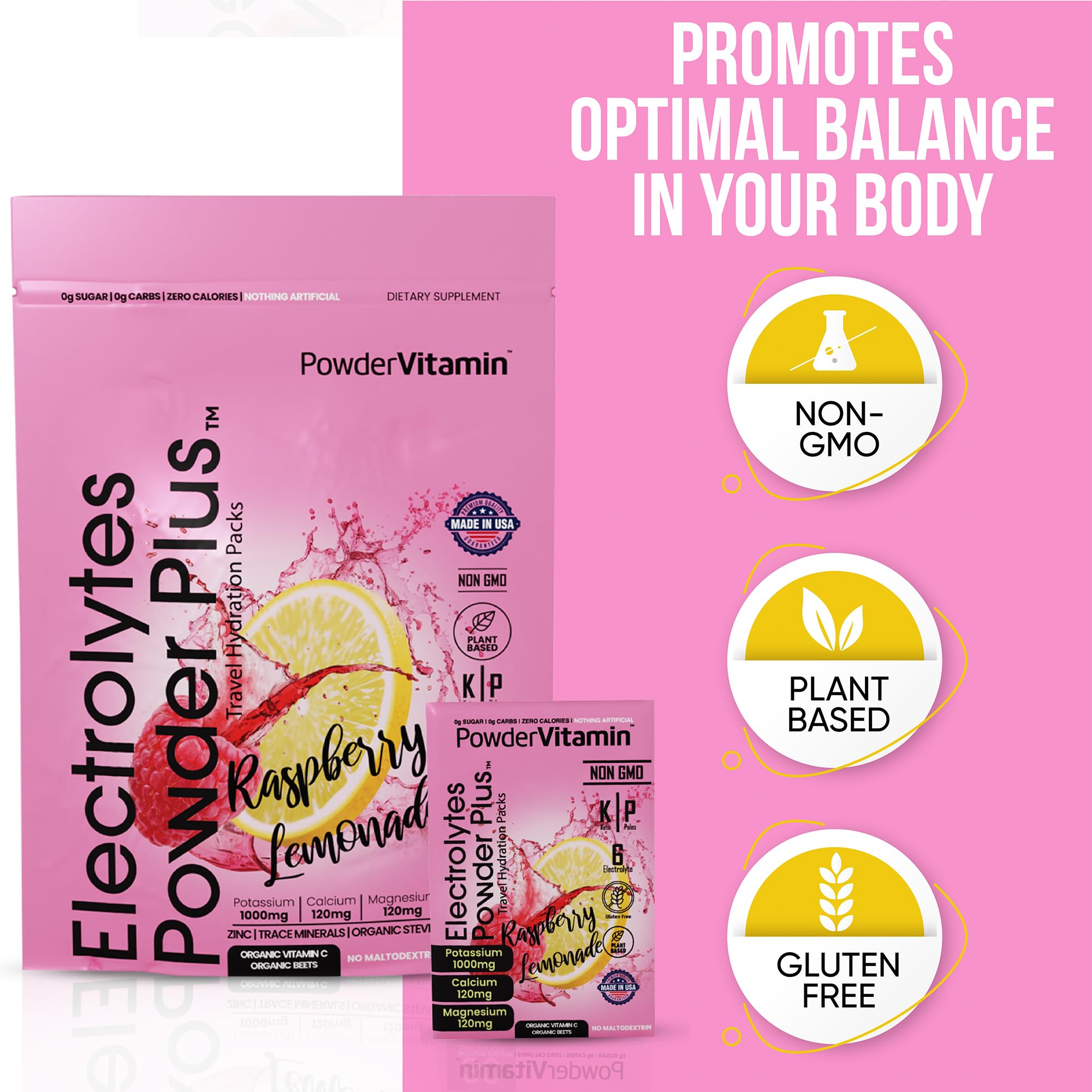 PowderVitamin bebida-hidratante-frambuesa-limon para recuperación suave tras entrenamiento.
