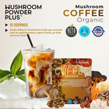 PowderVitamin café orgánico con bolsa de ingredientes nutritivos