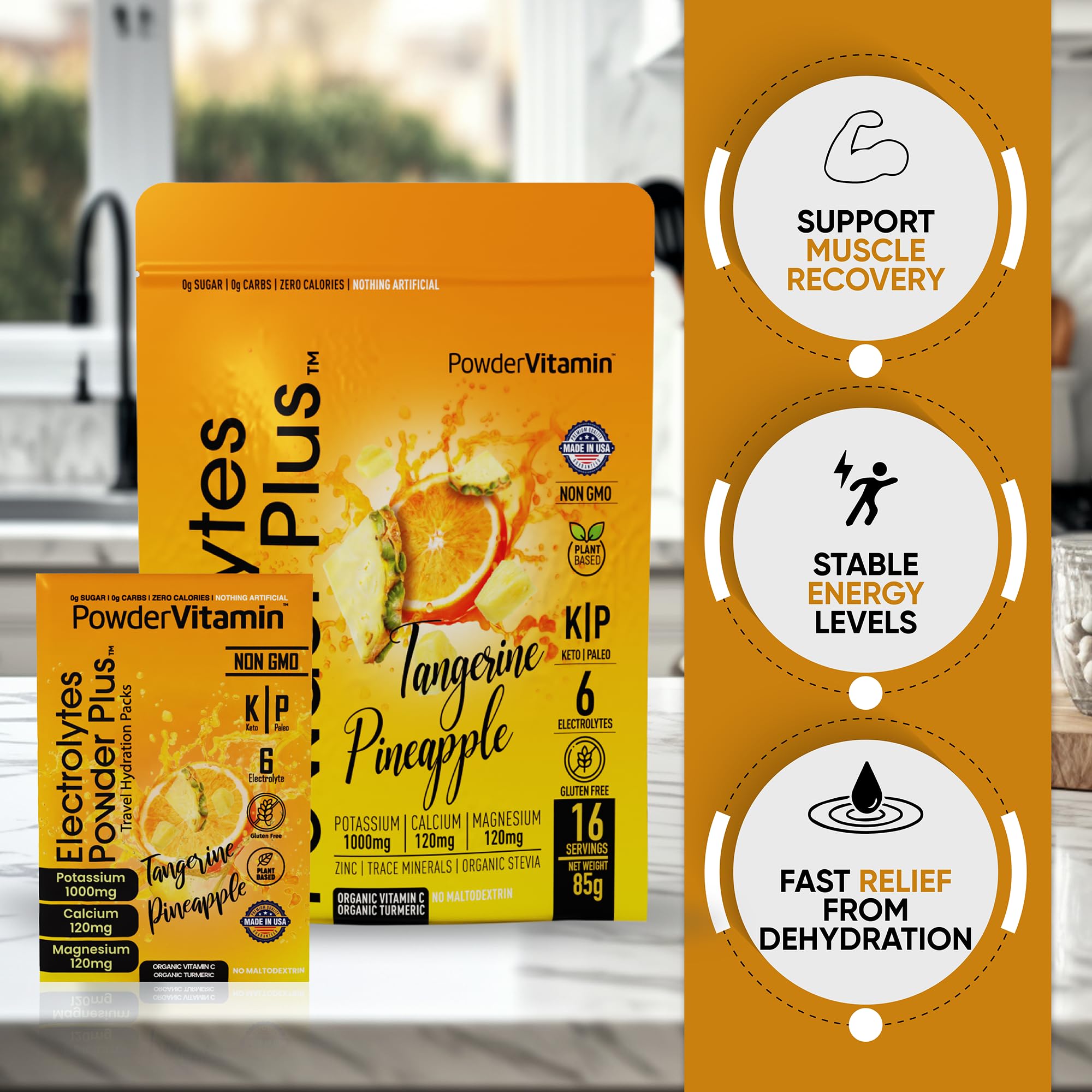 Caja de PowderVitamin Electrolitos lista para viaje