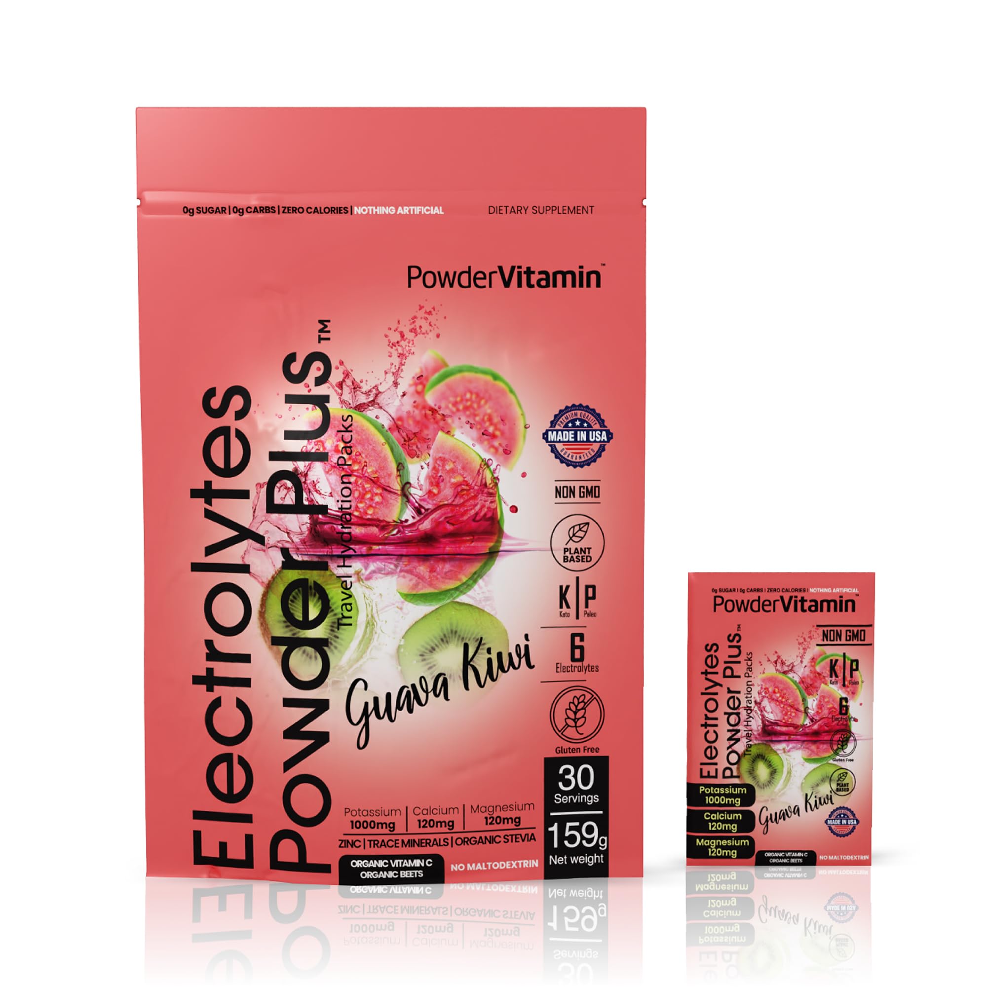 PowderVitamin Electrolitos en Polvo Plus, empaque práctico para hidratación diaria.