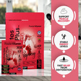 PowderVitamin Electrolytes frambuesa-empaque: 16 sobres prácticos para viajar y entrenar.