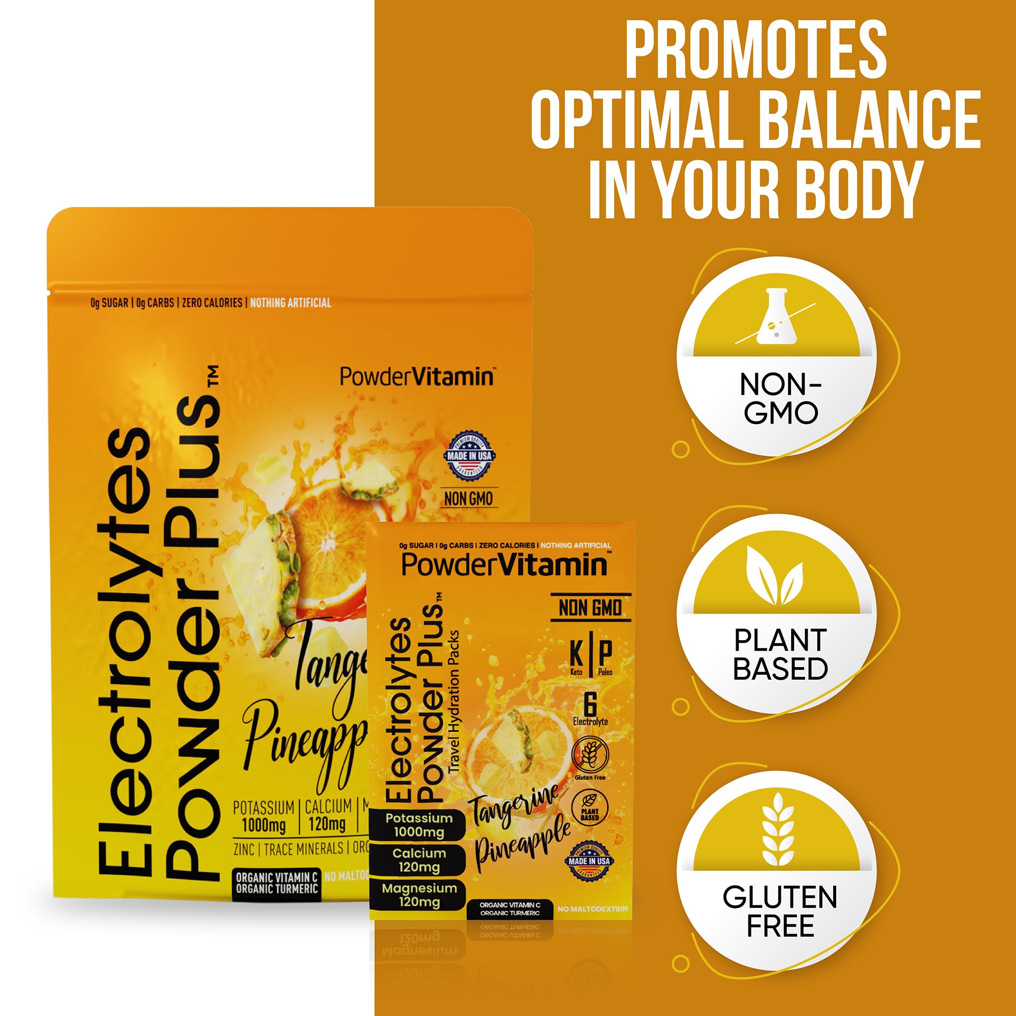 Gráfico nutricional de PowderVitamin Electrolitos en la etiqueta