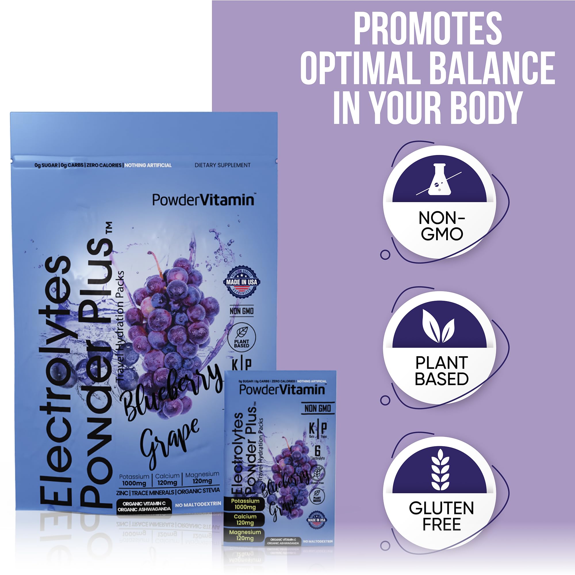 PowderVitamin Electrolytes Plus potasio y magnesio para apoyo diario