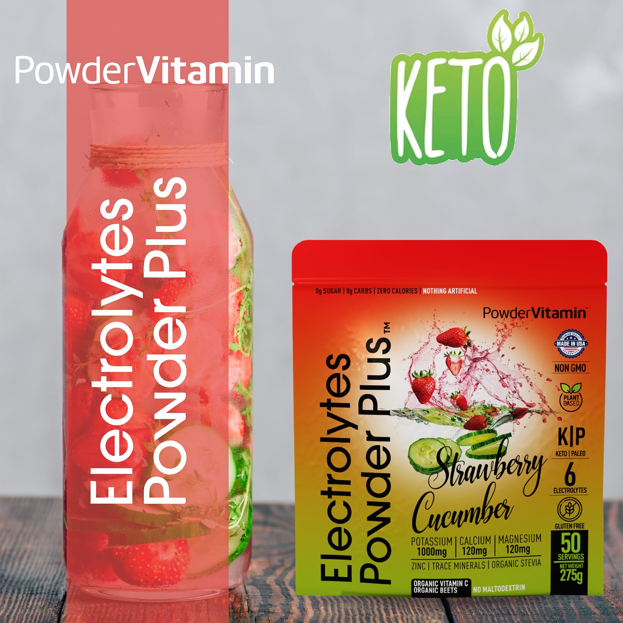 PowderVitamin Electrolytes, potencia de potasio 1000 mg para recuperación y energía estable.