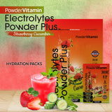 PowderVitamin Electrolytes paquetes porcion agua, preparación rápida tras entrenamiento.