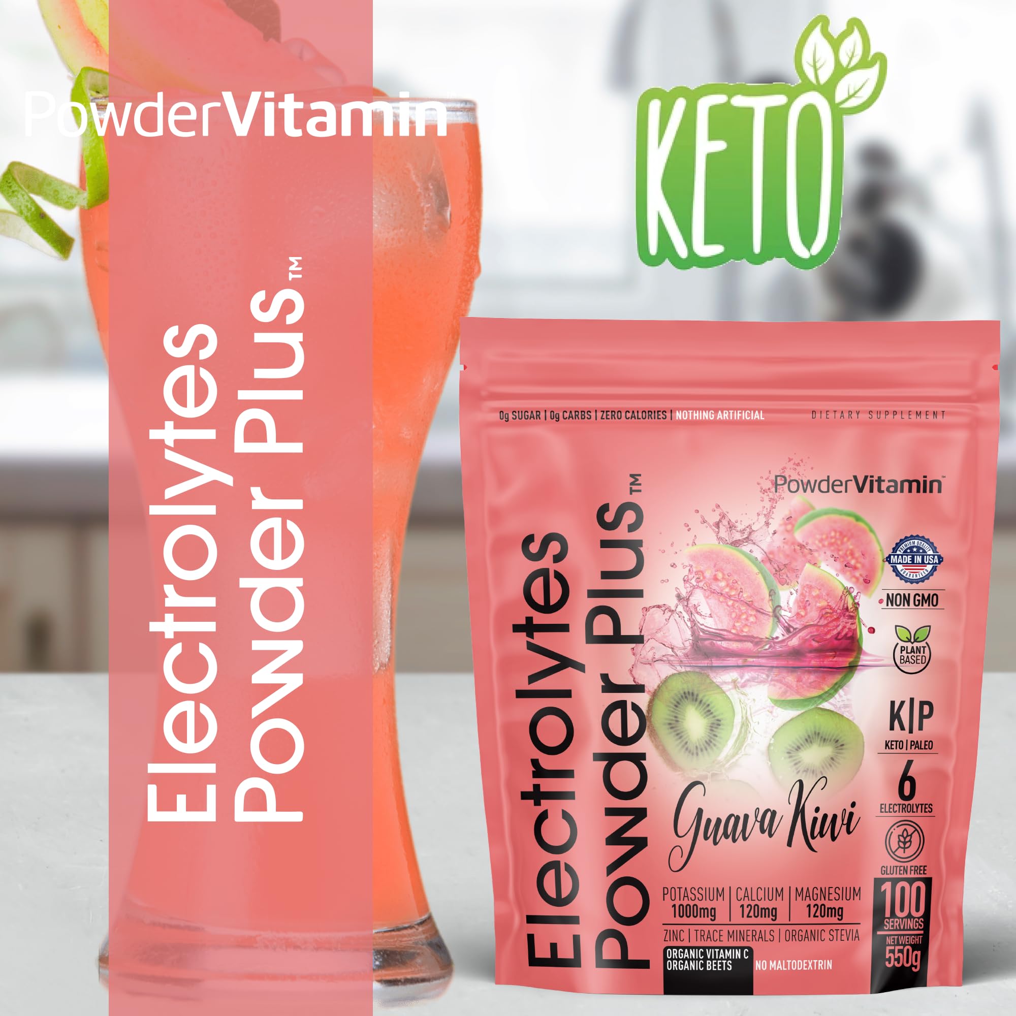 PowderVitamin Electrolytes Plus disolviendo en agua para refrescarte rápidamente.