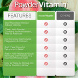 PowderVitamin Electrolytes Plus sabor guayaba kiwi, experiencia diaria de hidratación.
