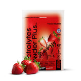 PowderVitamin Electrolytes Plus en botella, sabor fresa, para hidratarse durante el ejercicio.