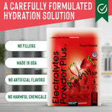 Vaso con PowderVitamin Electrolytes Plus ya preparado, bebida cetogénica sin calorías.
