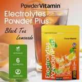 PowderVitamin Electrolytes Powder Plus, verter en agua para bebida hidratante rápida.