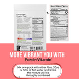 PowderVitamin Electrolytes ofrece 1000 mg de potasio en cada sobre