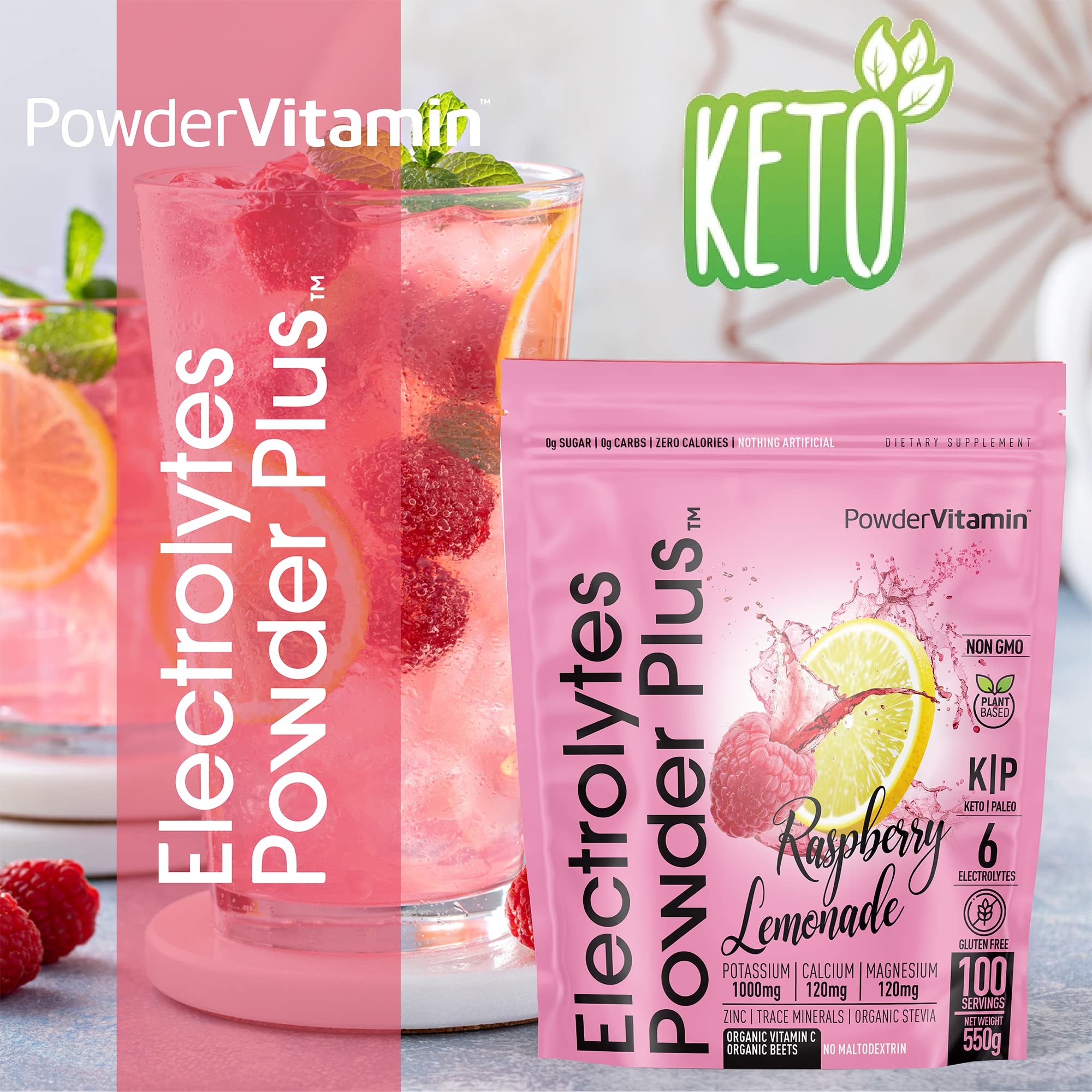 PowderVitamin Electrolytes Powder Plus bolsa 550 g lista para uso diario