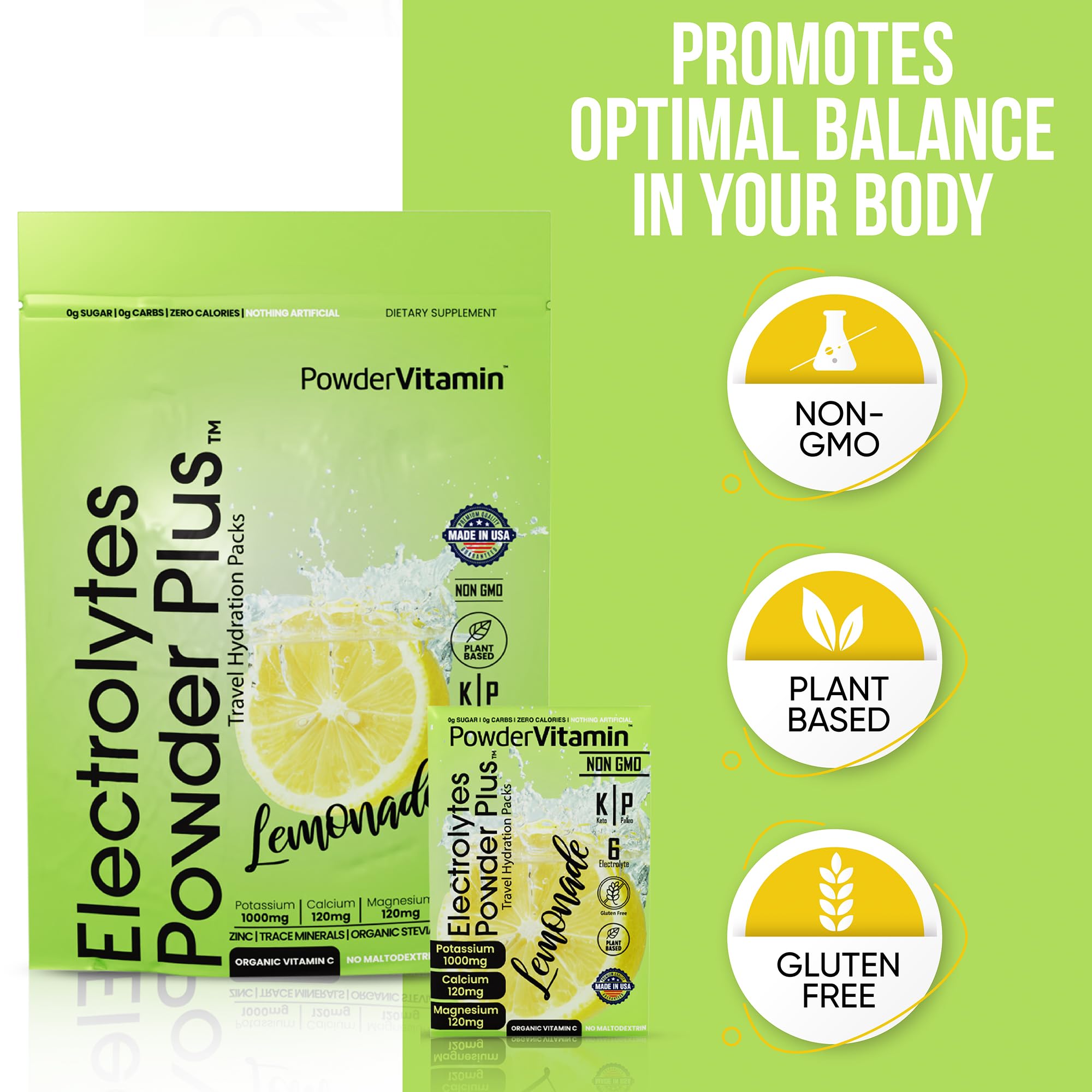 PowderVitamin calcio 120 mg para apoyar el rendimiento muscular.