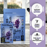 Color azul intenso de la bebida Blueberry Grape de PowderVitamin.