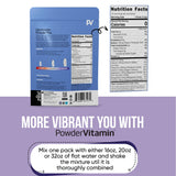 Disolución rápida de PowderVitamin Electrolytes en agua para bebida sin azúcar.