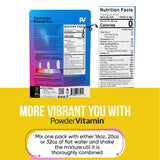 PowderVitamin Electrolytes Powder Plus mezcla suave en vaso para rehidratación.