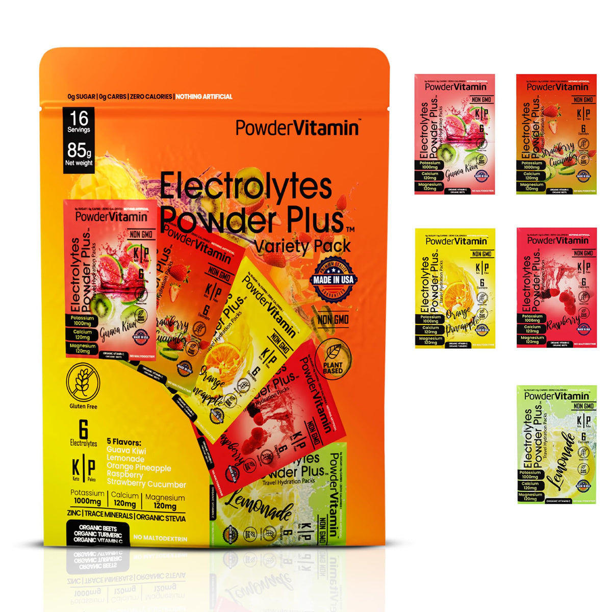 PowderVitamin Electrolytes Powder Plus en sobre para hidratación durante el ejercicio