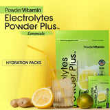 Sobres PowderVitamin con potasio 1000 mg para hidratación en el ejercicio.