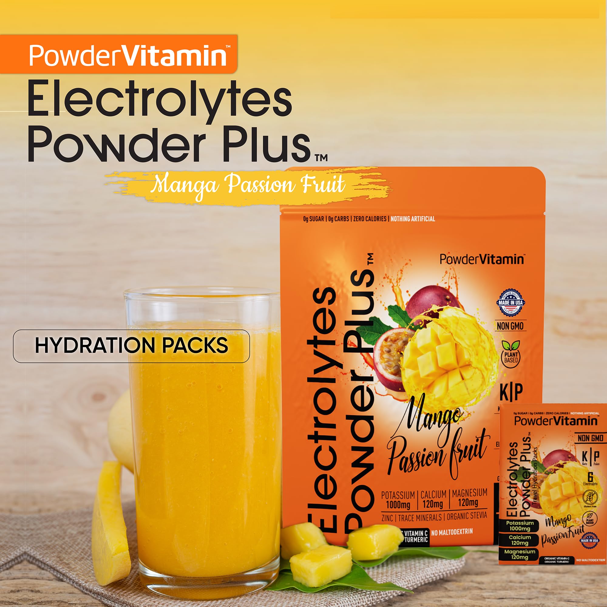 PowderVitamin Electrolytes con sal rosa del Himalaya orgánica para minerales naturales.