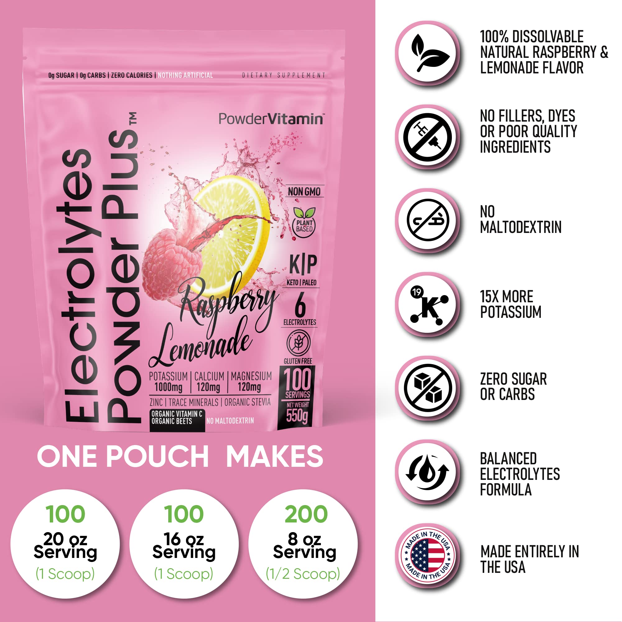 PowderVitamin Electrolytes Powder Plus sin maltodextrina para una opción limpia