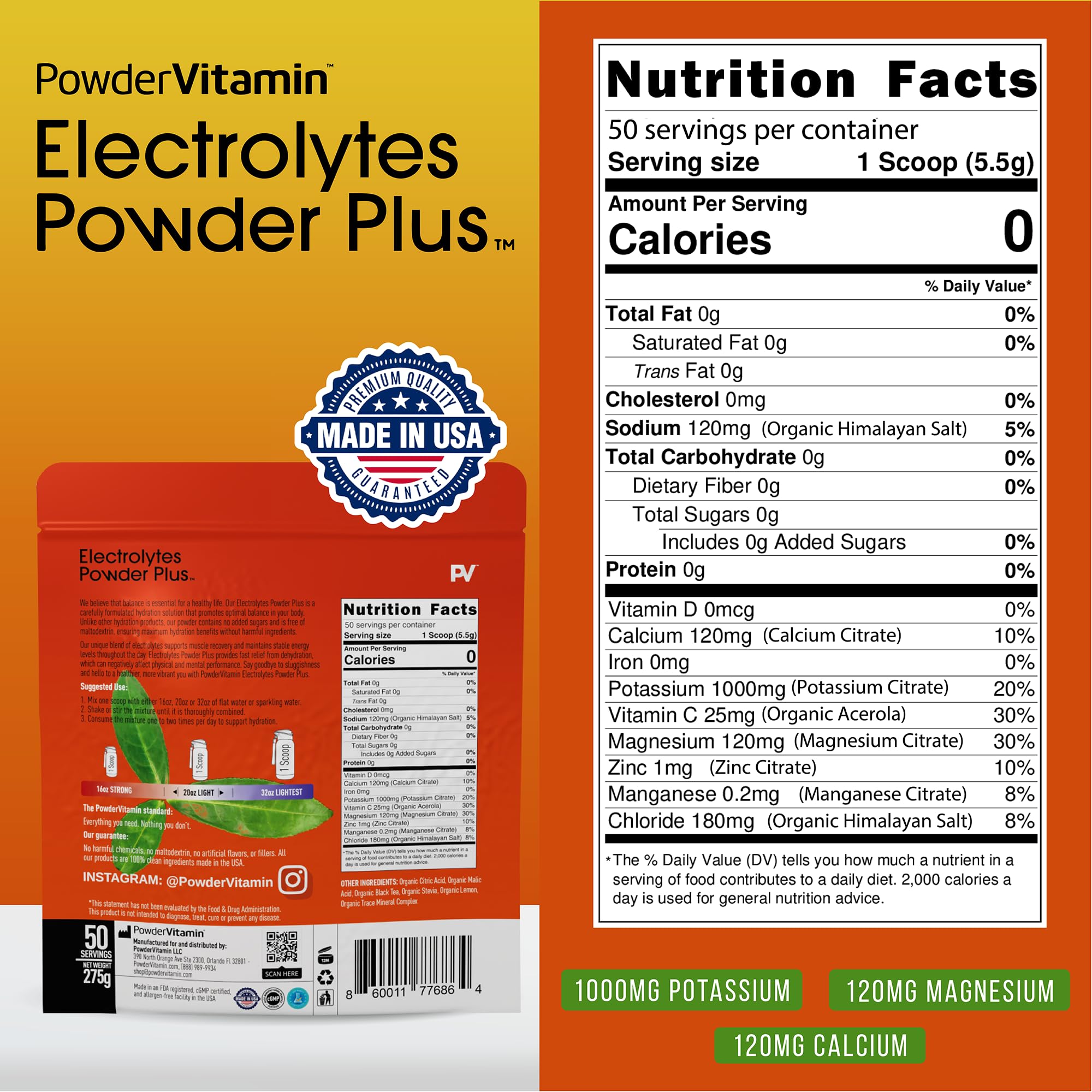 PowderVitamin Electrolytes Powder Plus sin maltodextrina