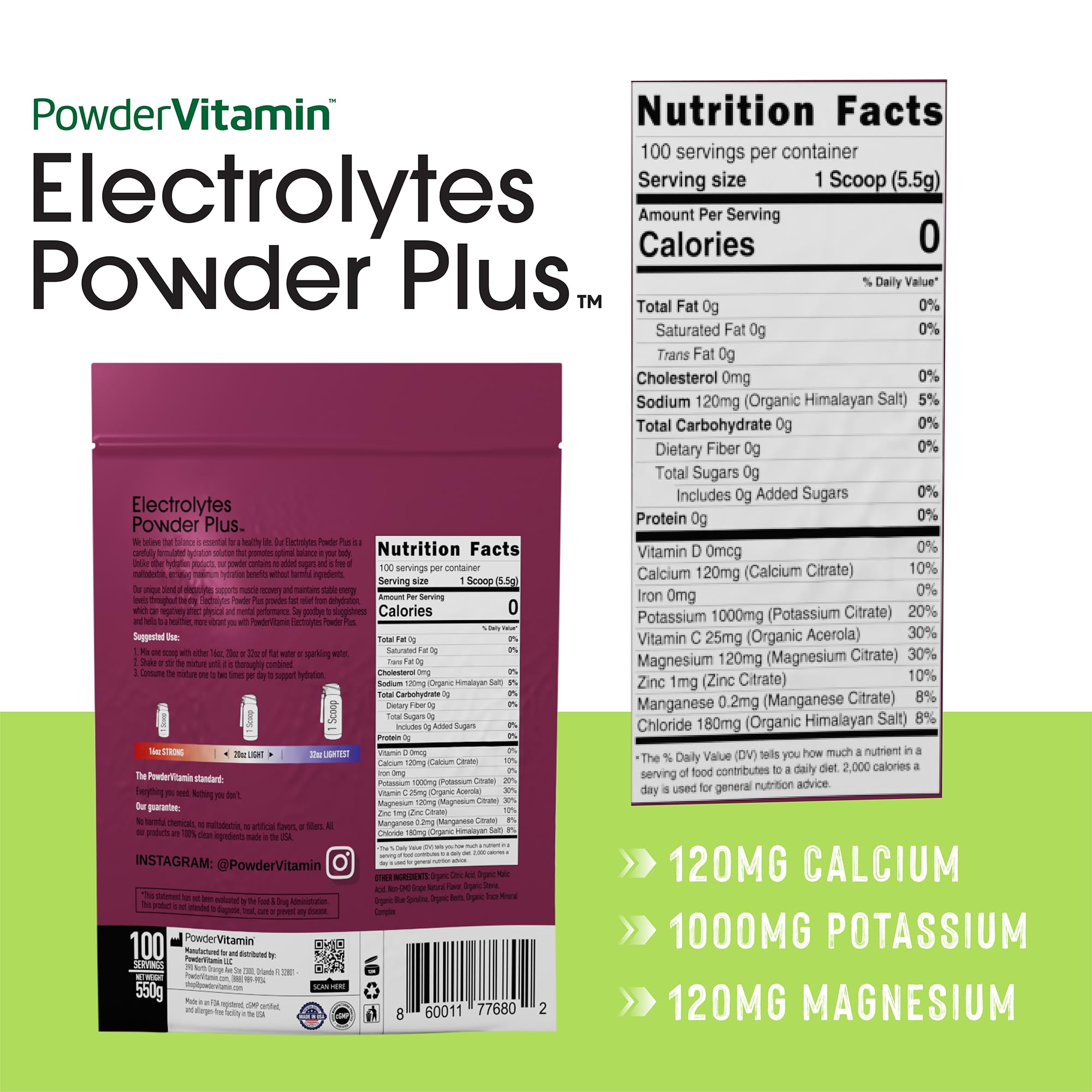 PowderVitamin Electrolytes Plus polvo seco listo para mezclar