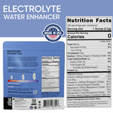 PowderVitamin Electrolytes Plus, vaso de agua con sabor arándano y uva, hidrata.