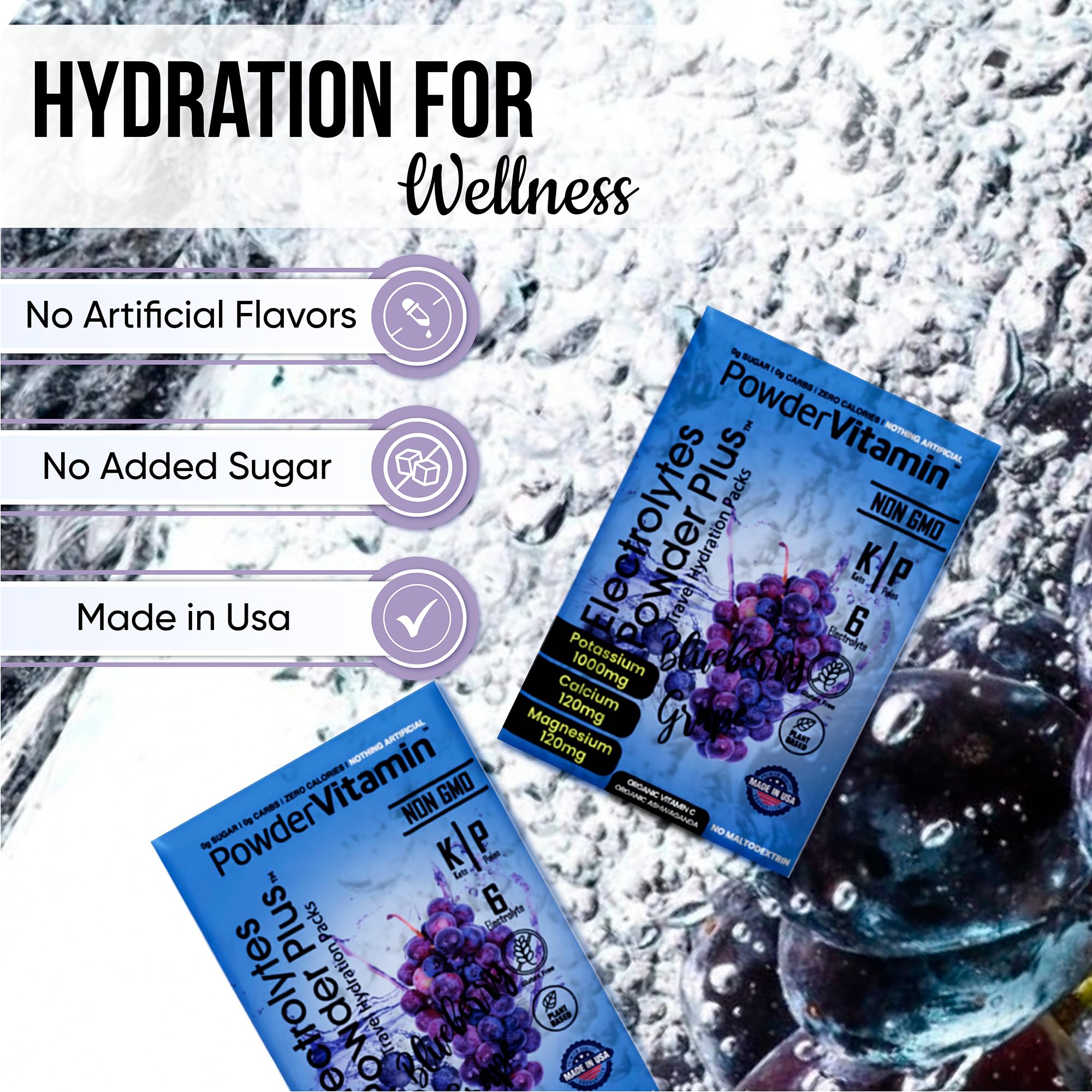 Presentación portátil para viaje con PowderVitamin Electrolytes.