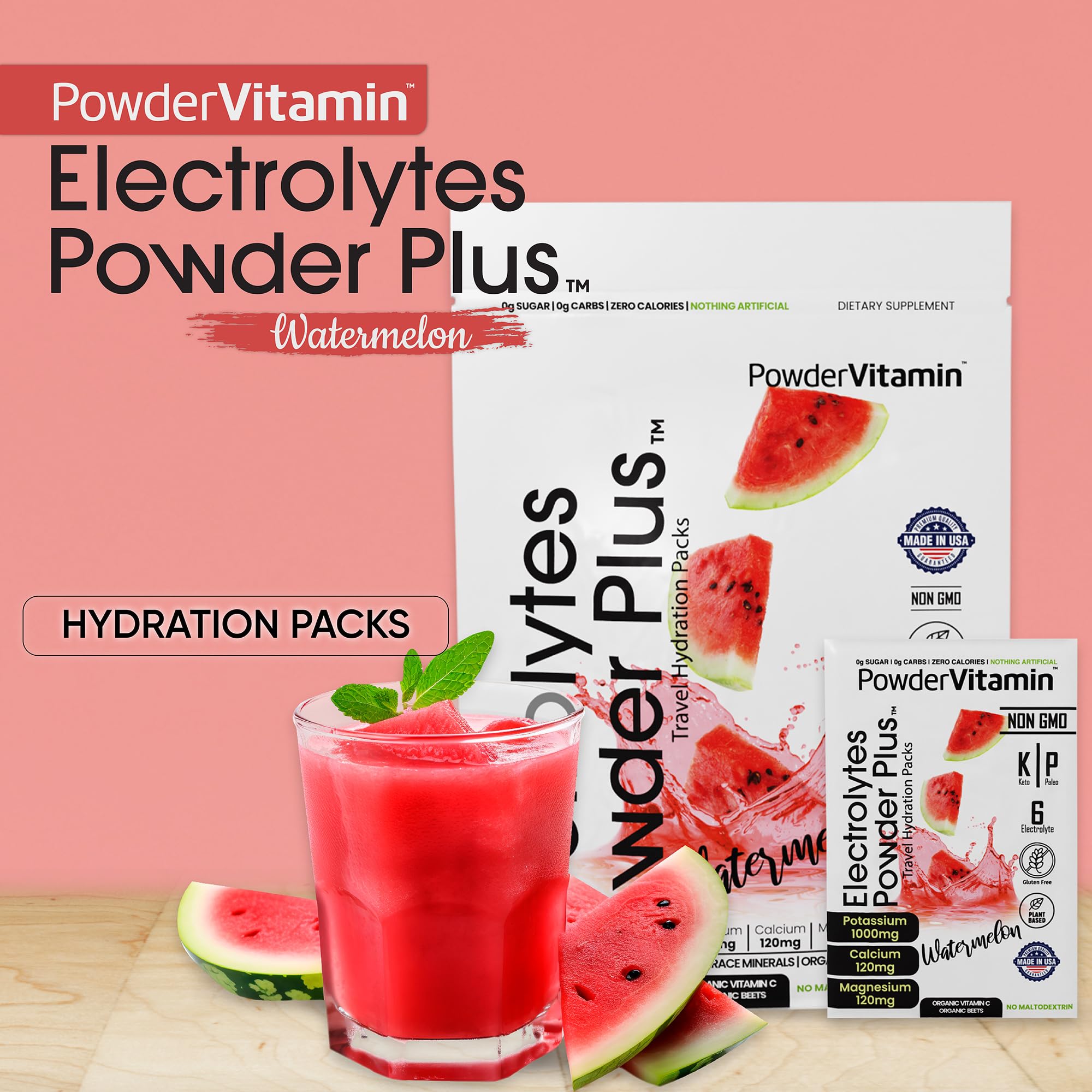 PowderVitamin Electrolytes sabor sandía para recuperación durante el entrenamiento