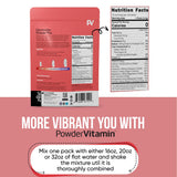 PowderVitamin Electrolytes vaso agua guayaba kiwi, opción rápida de hidratación.