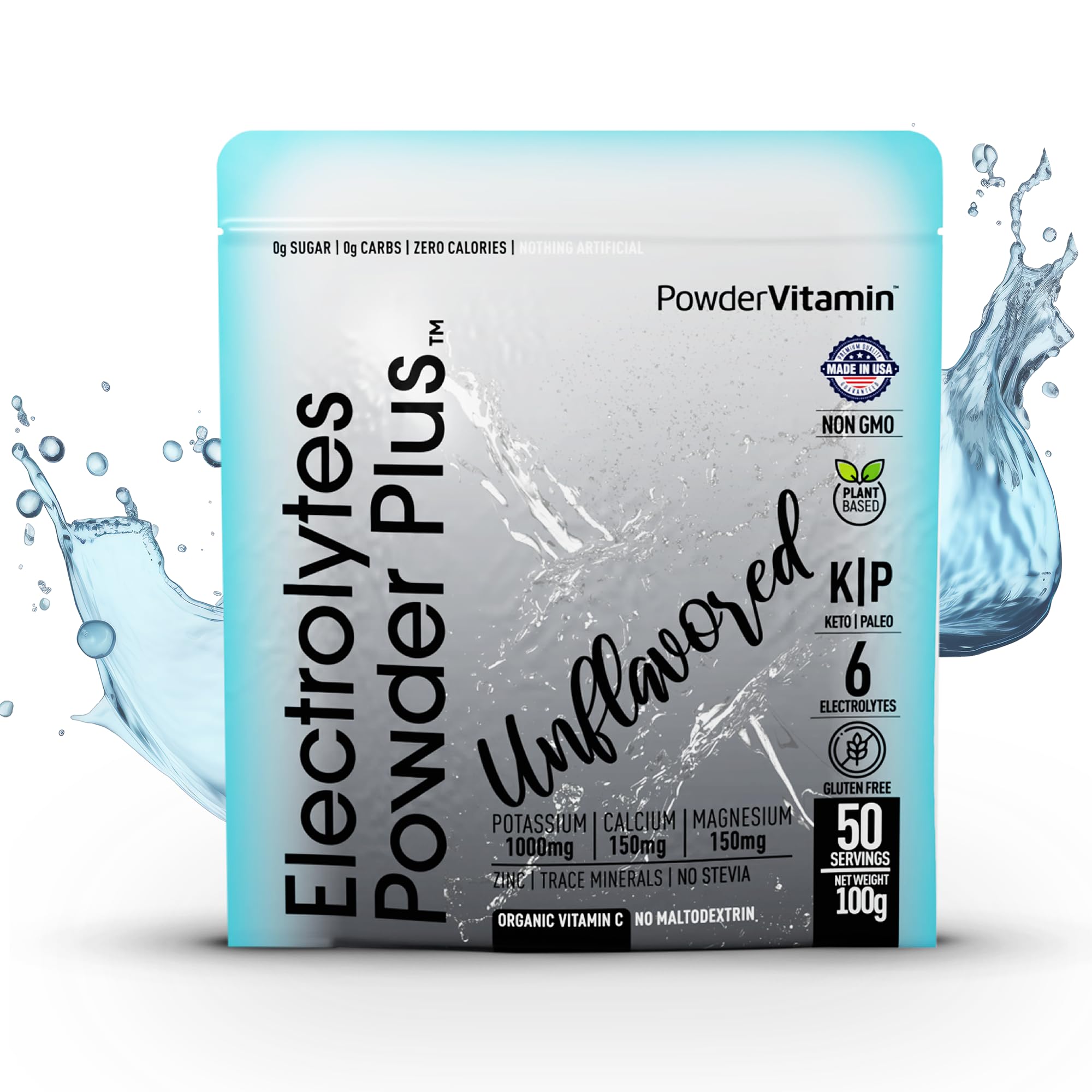 PowderVitamin Electrolytes Plus, envase de 50 porciones para gimnasio o trabajo