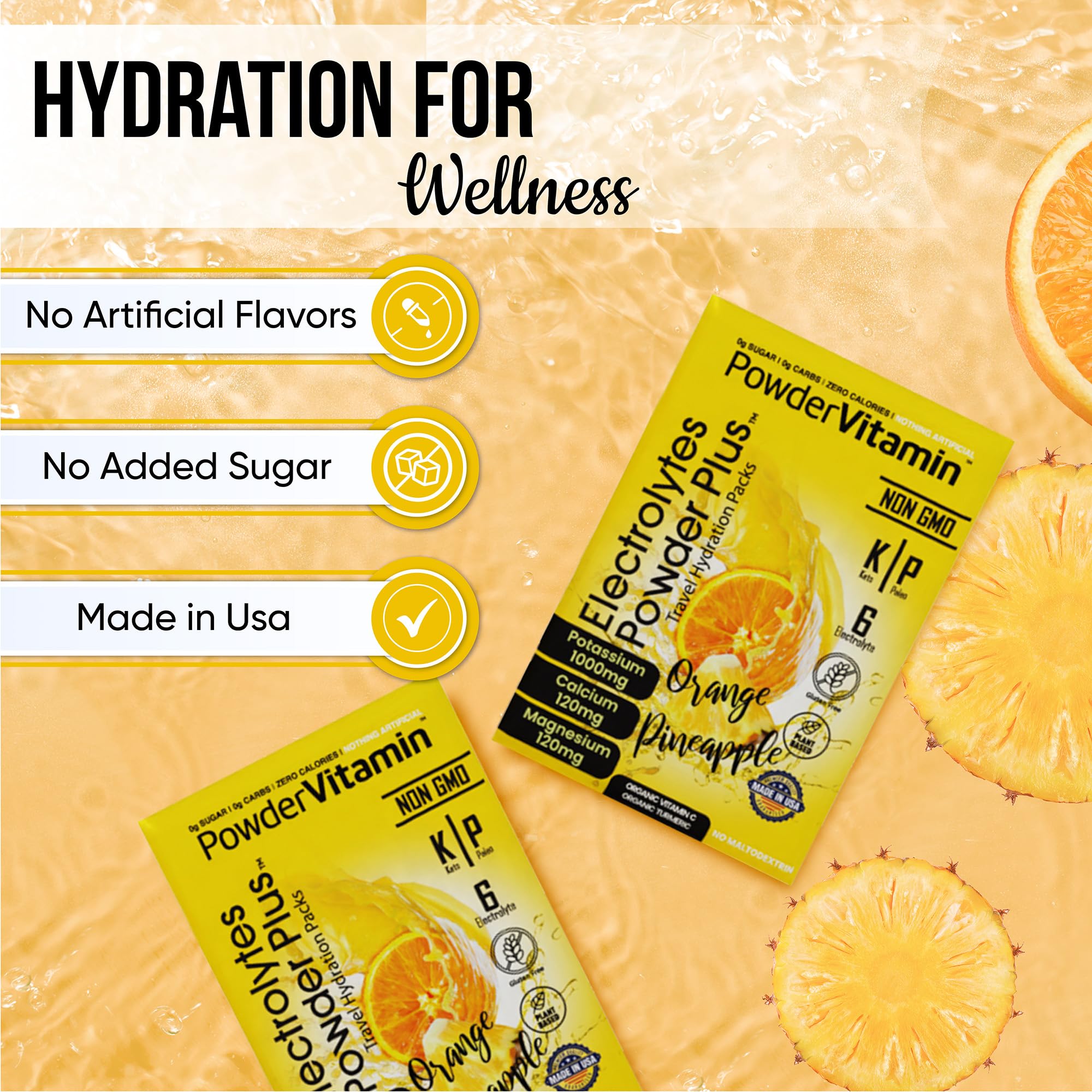 PowderVitamin envase hecho en EE. UU., control de calidad