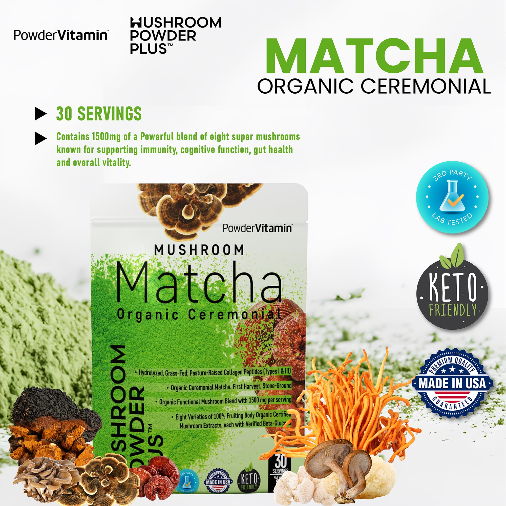 PowderVitamin Hongo shiitake para apoyo digestivo y bienestar general