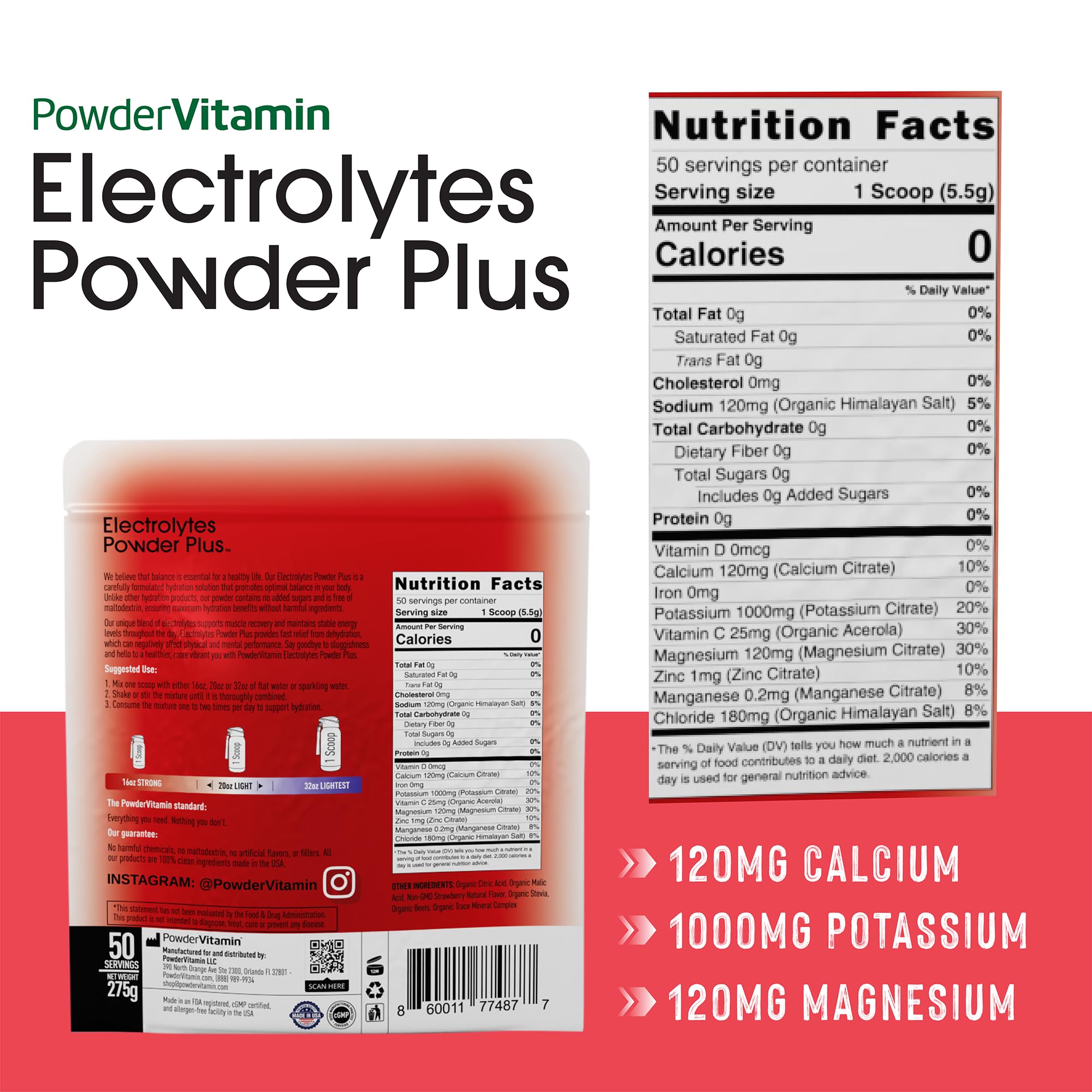 PowderVitamin electrolitos keto sabor fresa en vaso mezclando para hidratación
