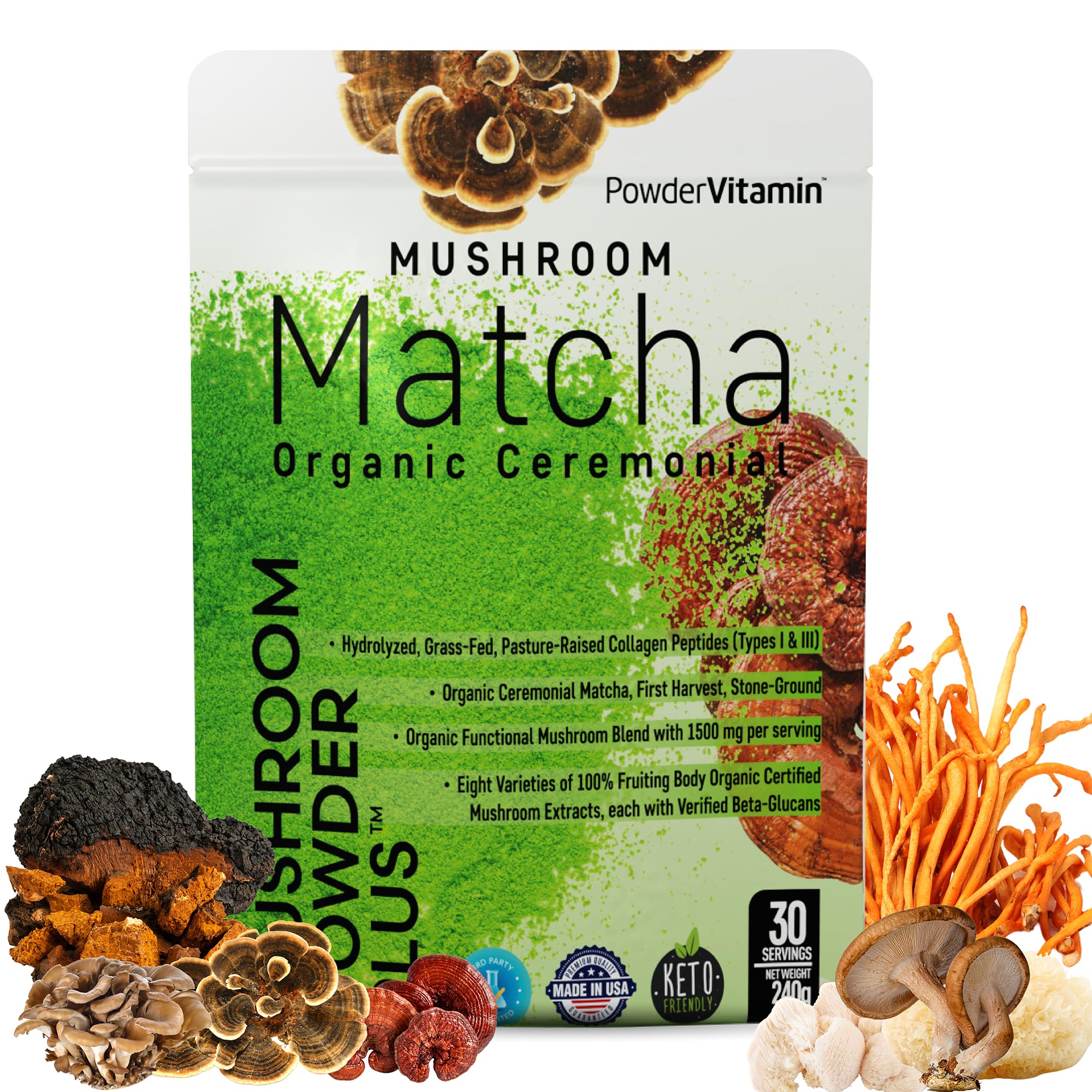 PowderVitamin Matcha ceremonial en taza para energía suave y concentración sostenida