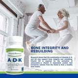 Power By Naturals ADK cápsulas primer plano, apoyo a la absorción de nutrientes.