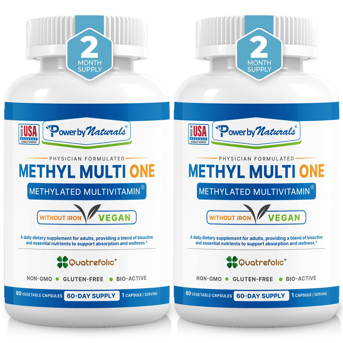 Power By Naturals Methyl Multi One: botella de cápsulas para energía diaria.