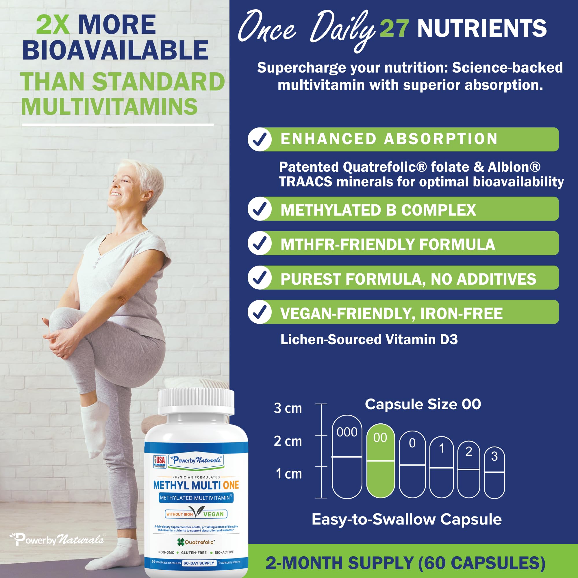 Power By Naturals Methyl Multi One: caja de presentación para almacenamiento cómodo.