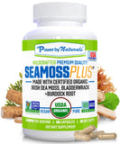 Power By Naturals SeaMoss Plus, caja frontal, presentación limpia para bienestar diario.