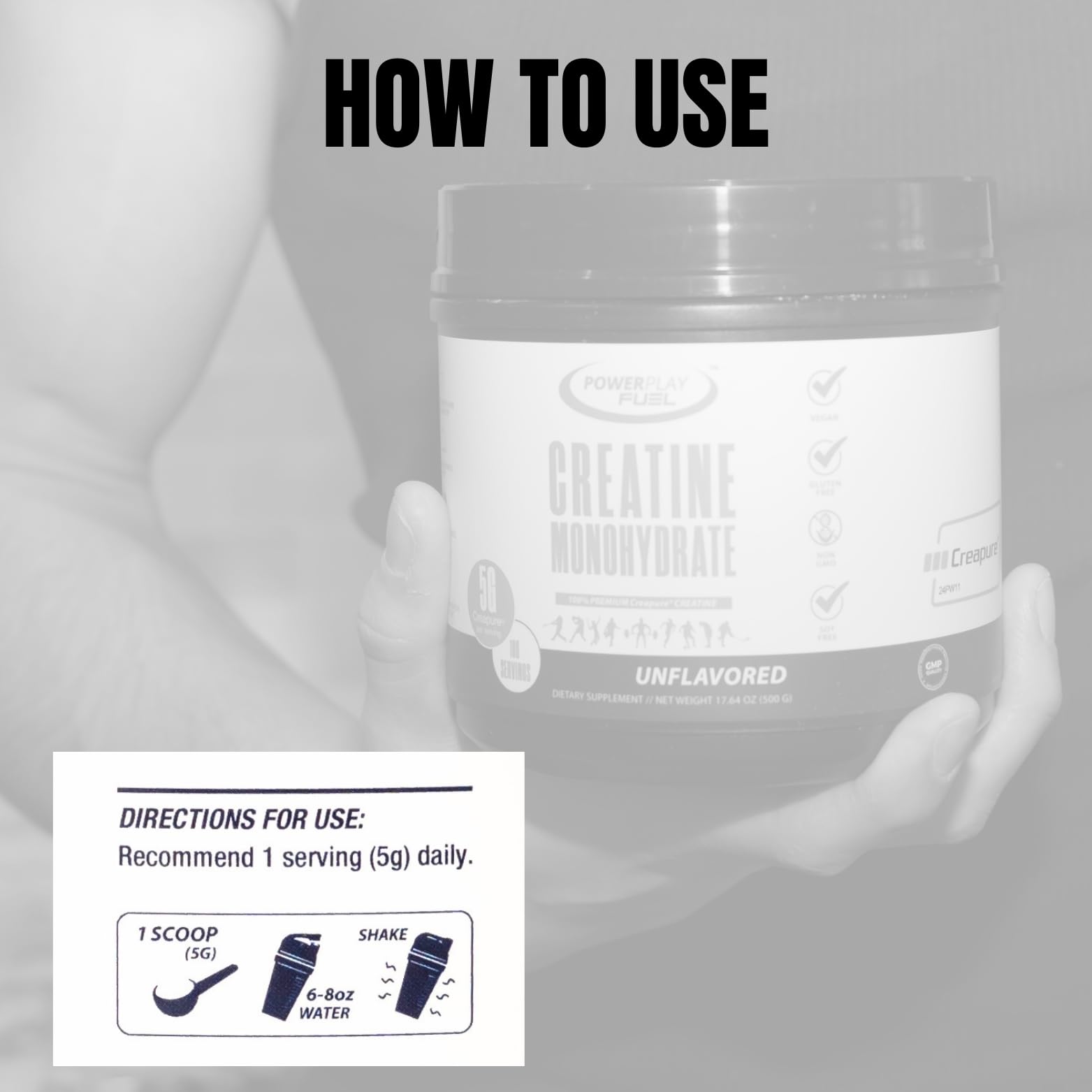 POWER PLAY FUEL Creatina Monohidratada para recuperación muscular: ayuda a reducir molestias post-entrenamiento